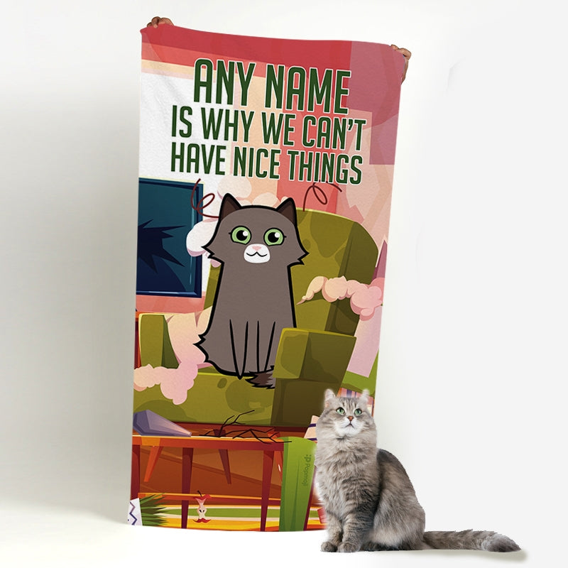 Personalised Cat Nice Things Beach Towel - Image 3