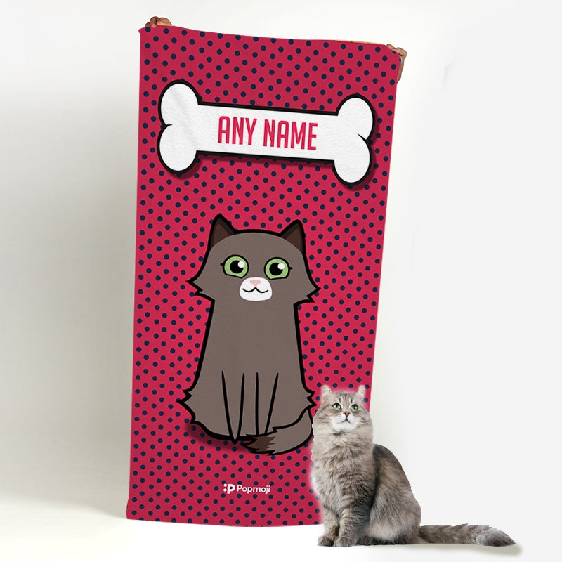 Personalised Cat Polka Dots Beach Towel - Image 3