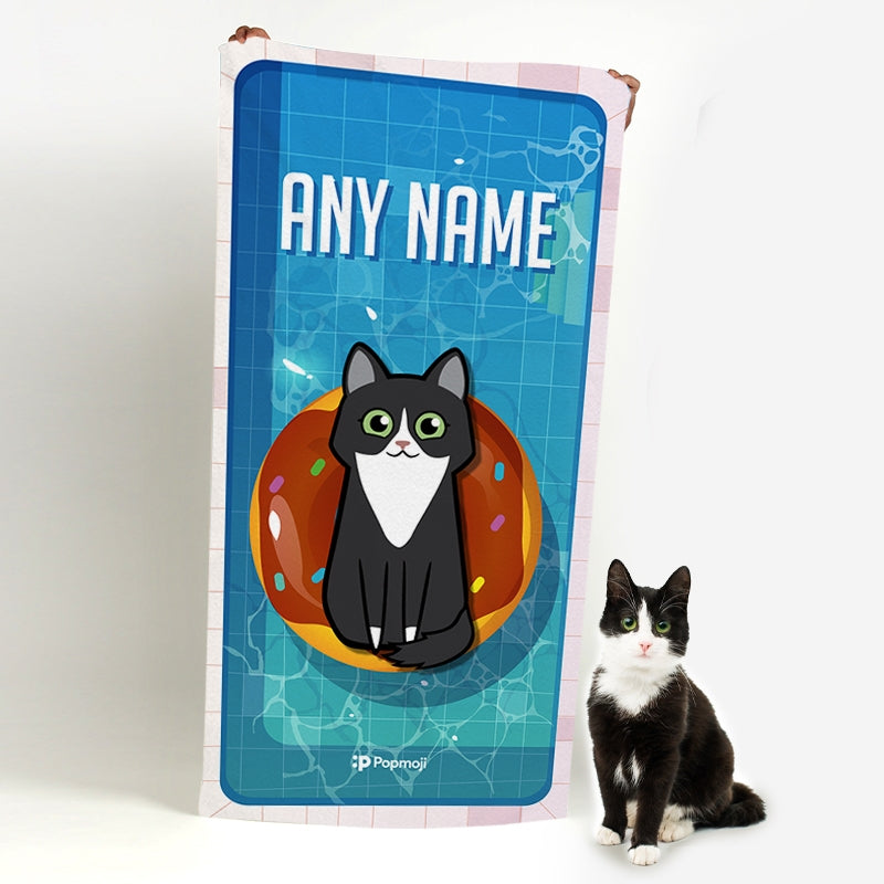 Personalised Cat Pool Time Beach Towel - Image 2