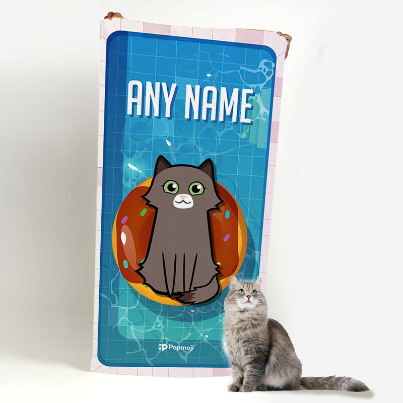 Personalised Cat Pool Time Beach Towel - Image 1