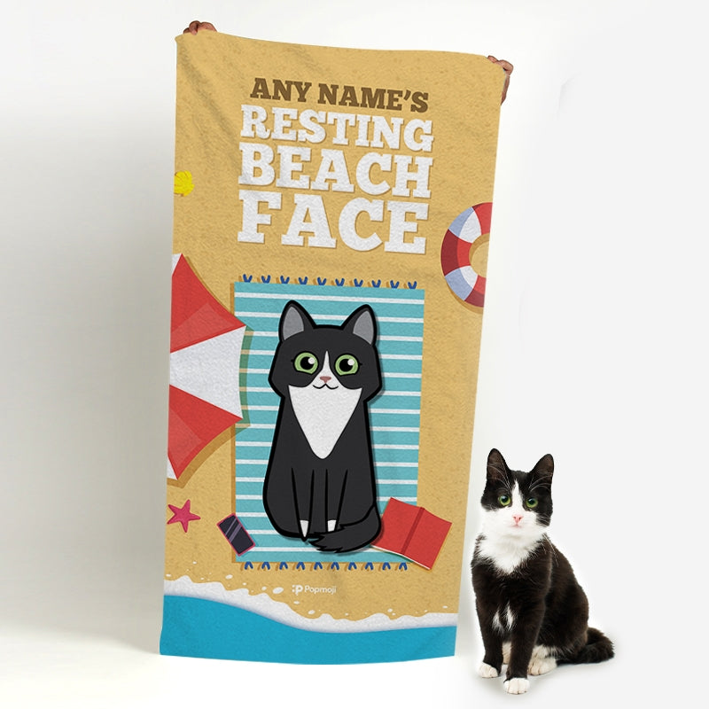 Personalised Cat Resting Beach Towel - Image 1