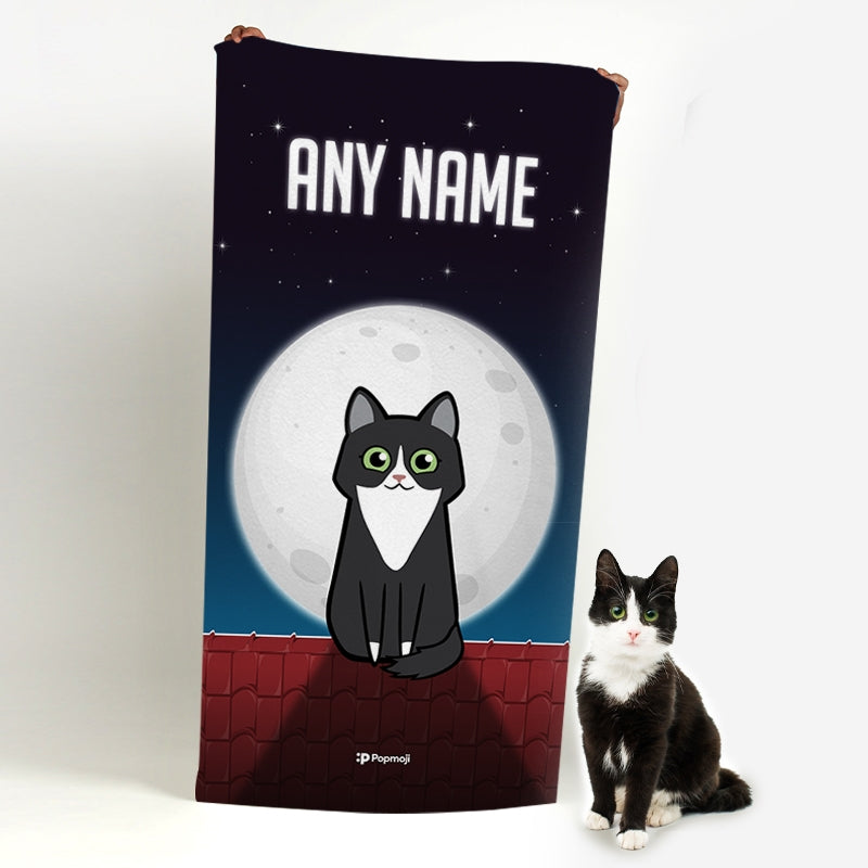 Personalised Cat Roof Top Beach Towel - Image 1