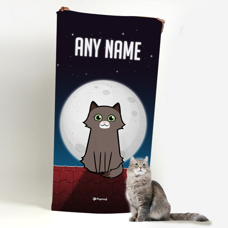 Personalised Cat Roof Top Beach Towel - Image 2