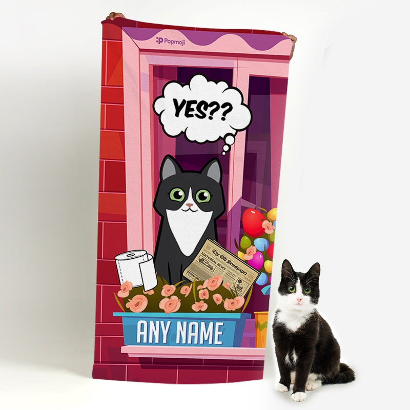 Personalised Cat Toilet Break Beach Towel - Image 2