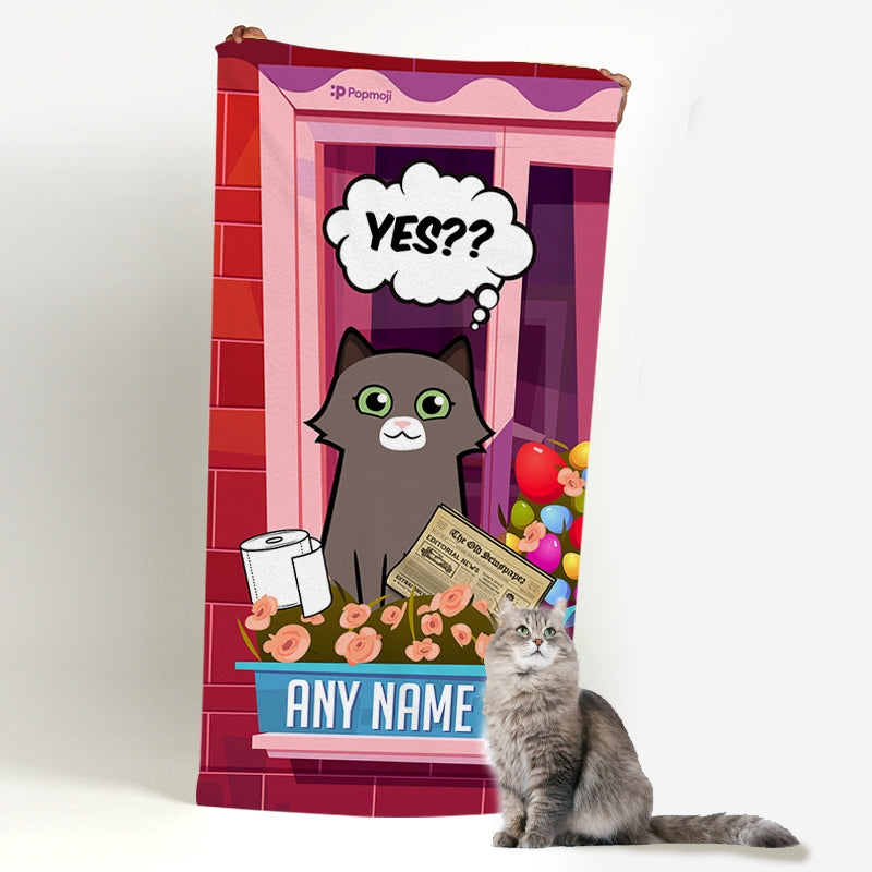 Personalised Cat Toilet Break Beach Towel - Image 3