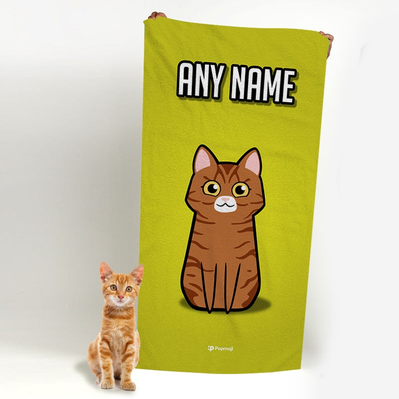 Personalised Cat Yellow Beach Towel - Image 3