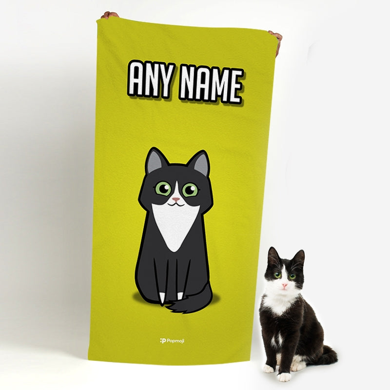 Personalised Cat Yellow Beach Towel - Image 2