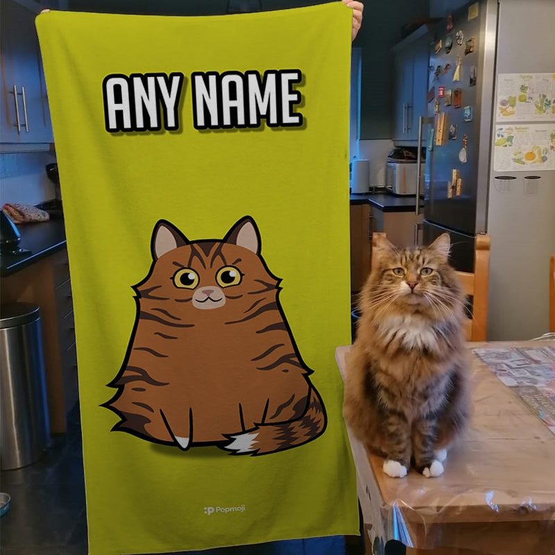 Personalised Cat Yellow Beach Towel - Image 4