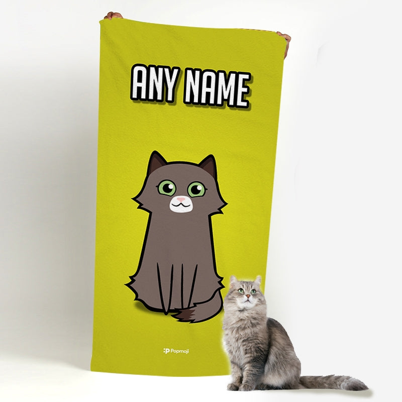 Personalised Cat Yellow Beach Towel - Image 1