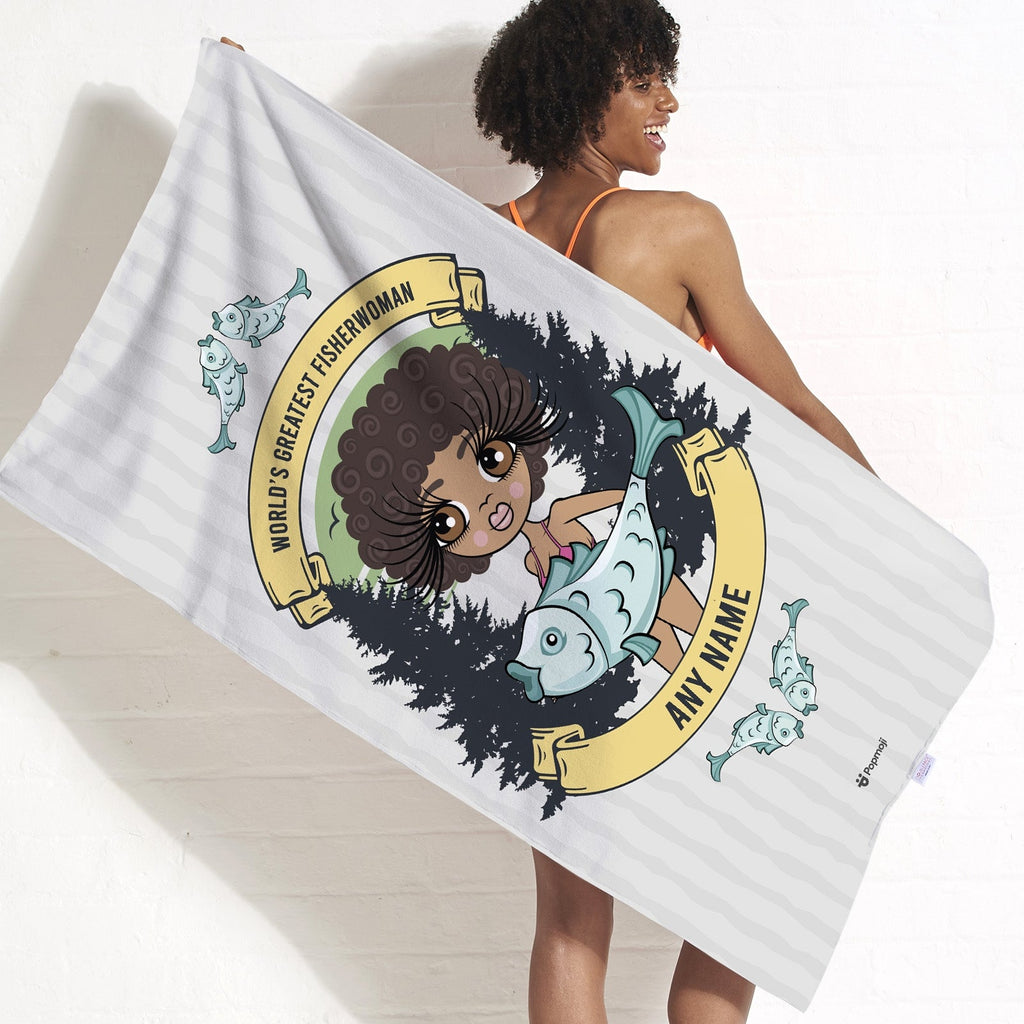 ClaireaBella Greatest Fisherwoman Beach Towel - Image 1