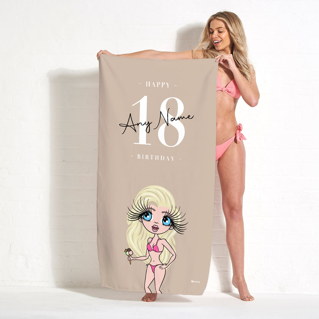 ClaireaBella Custom Age Birthday Beach Towel - Image 1