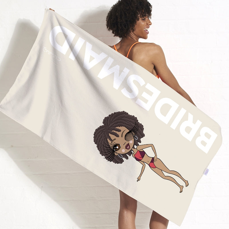 ClaireaBella Bold Bridesmaid Beige Beach Towel - Image 3