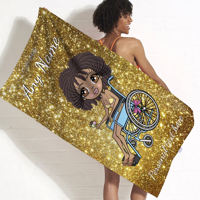 ClaireaBella Glitter Effect Wheelchair Beach Towel - Image 3