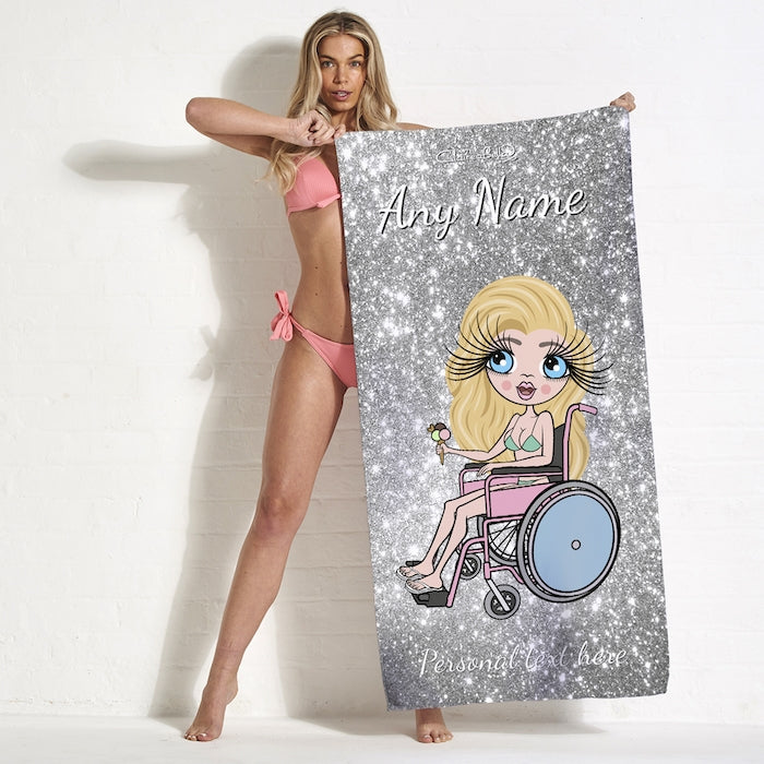 ClaireaBella Glitter Effect Wheelchair Beach Towel - Image 4