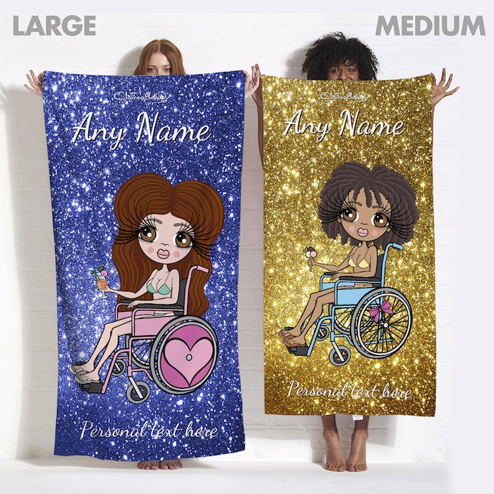 ClaireaBella Girls Glitter Effect Wheelchair Beach Towel - Image 6