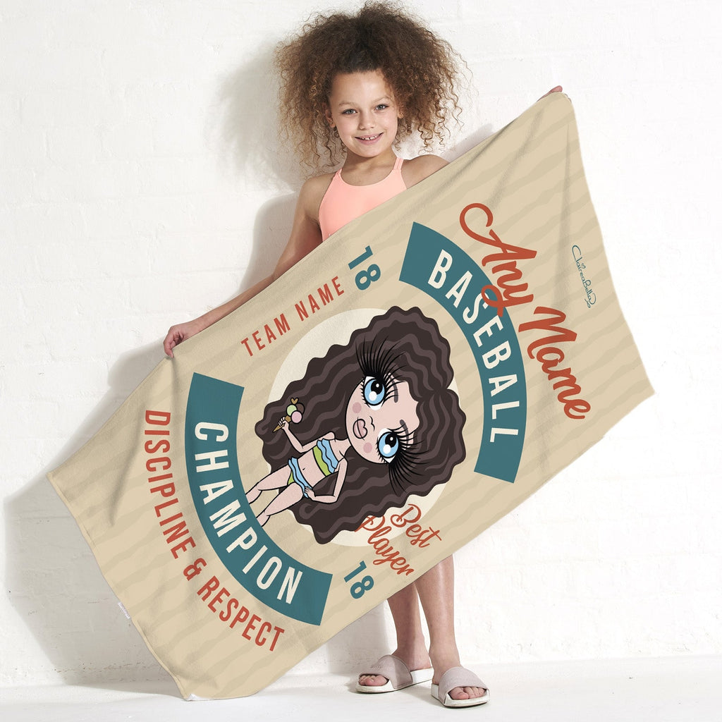 ClaireaBella Girls Retro Baseball Beach Towel - Image 3