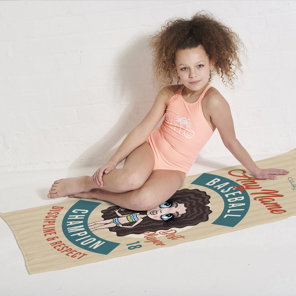 ClaireaBella Girls Retro Baseball Beach Towel - Image 2