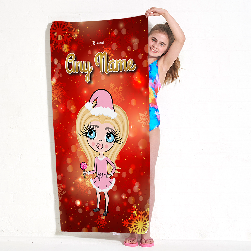 ClaireaBella Girls Festive Sparkle Beach Towel - Image 1