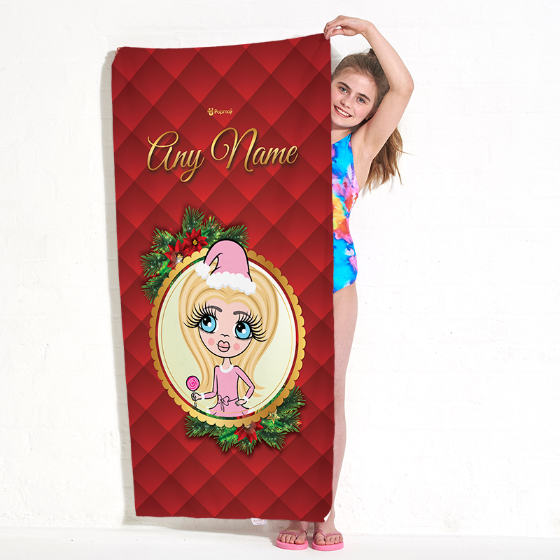 ClaireaBella Girls Festive Wreath Beach Towel - Image 1