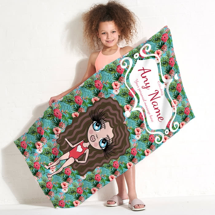 ClaireaBella Girls Hula Print Beach Towel - Image 1