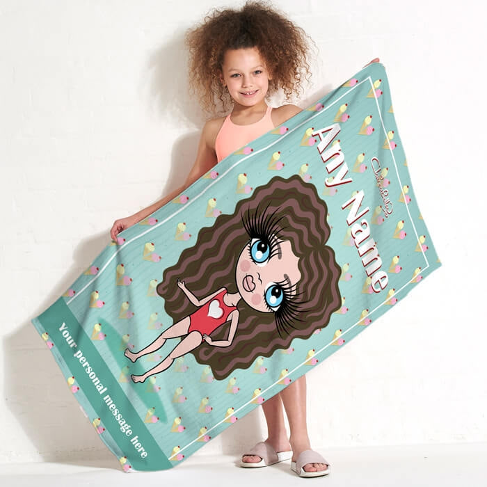 ClaireaBella Girls Ice Cream Sundae Beach Towel - Image 3