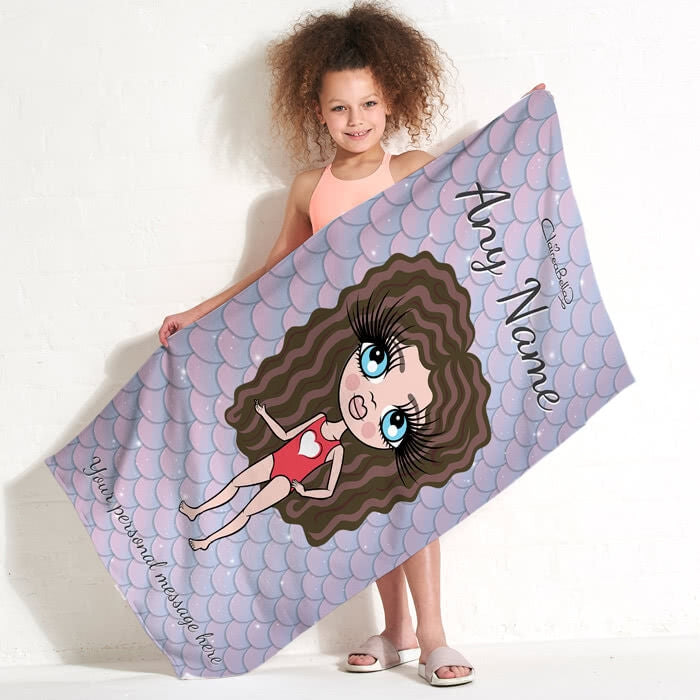 ClaireaBella Girls Mermaid Glitter Effect Beach Towel - Image 3