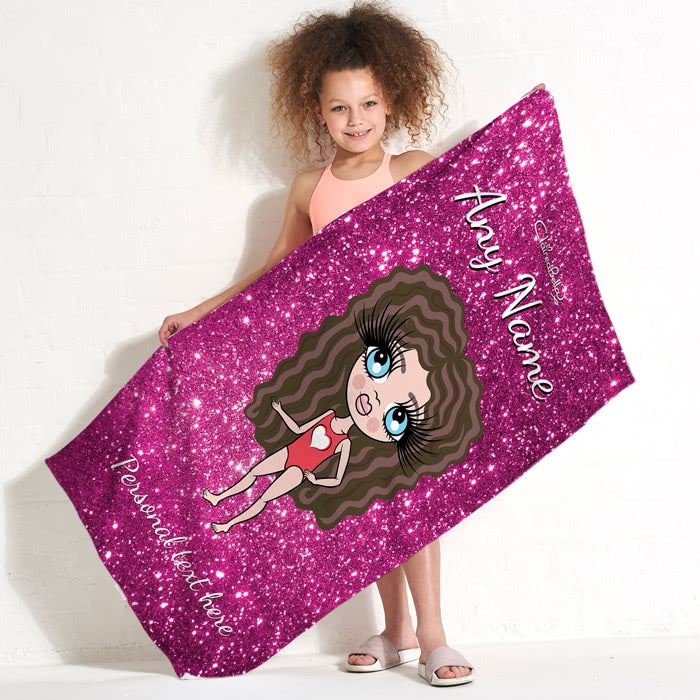 ClaireaBella Girls Glitter Effect Beach Towel - Image 1