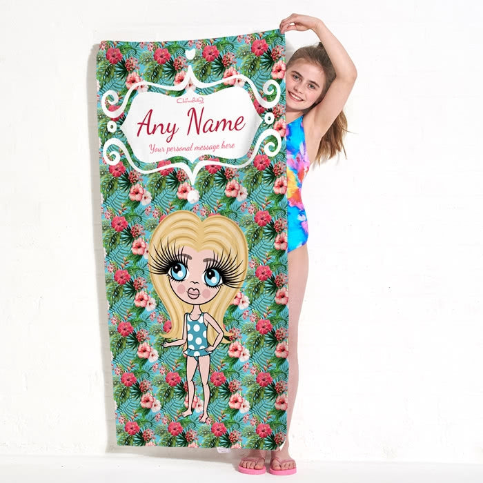 ClaireaBella Girls Hula Print Beach Towel - Image 3