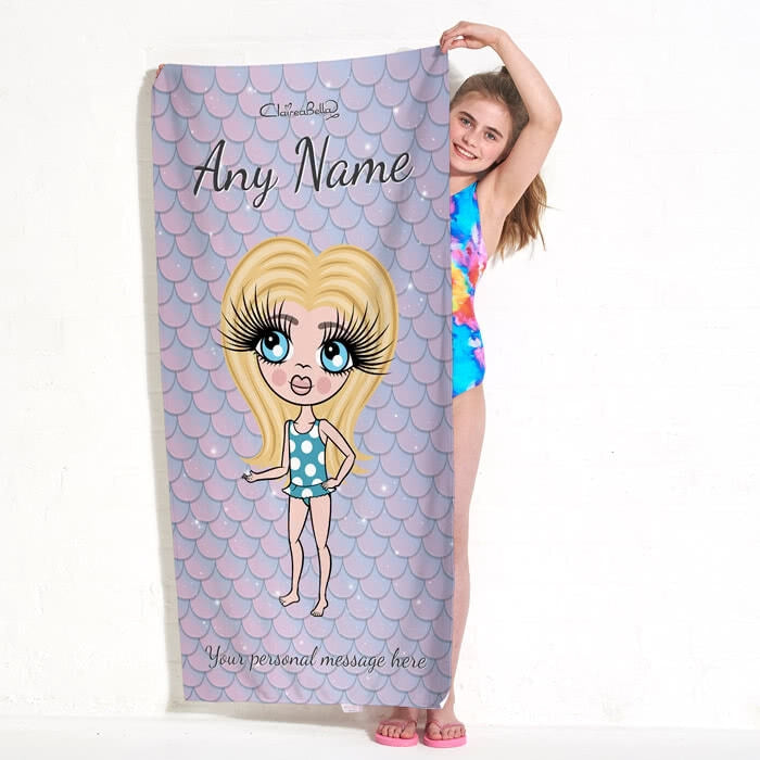 ClaireaBella Girls Mermaid Glitter Effect Beach Towel - Image 7