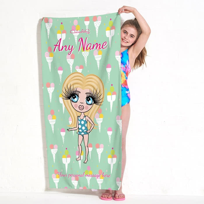 ClaireaBella Girls Ice Cream Beach Towel - Image 1