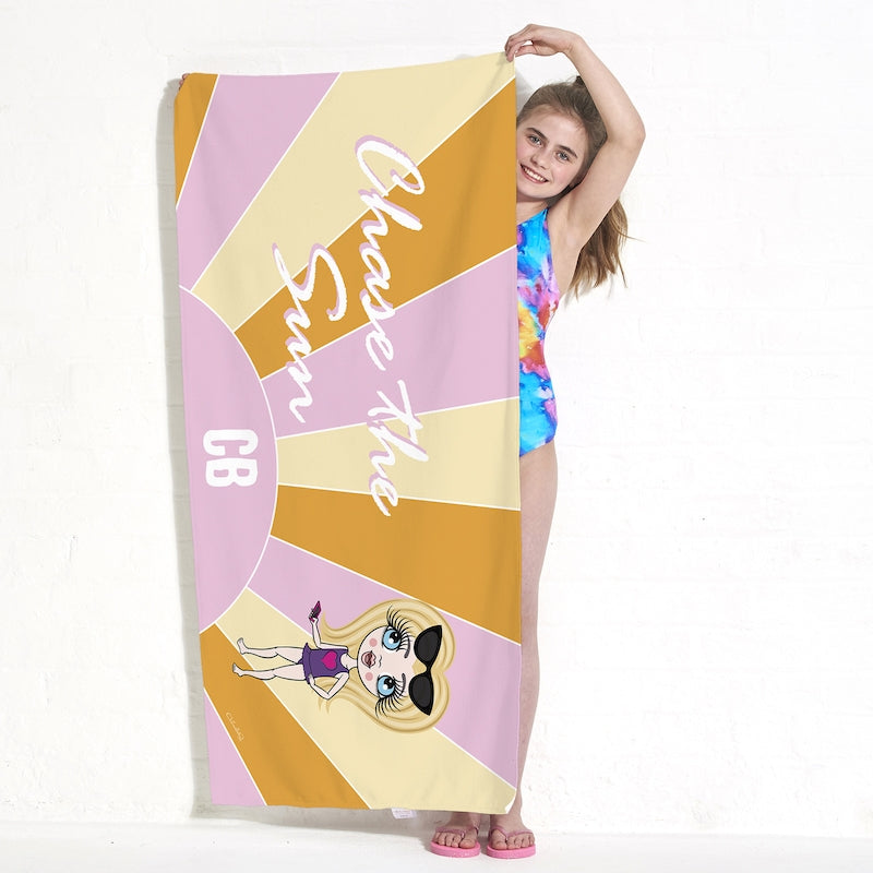 ClaireaBella Girls Personalised Chase The Sun Beach Towel - Image 4