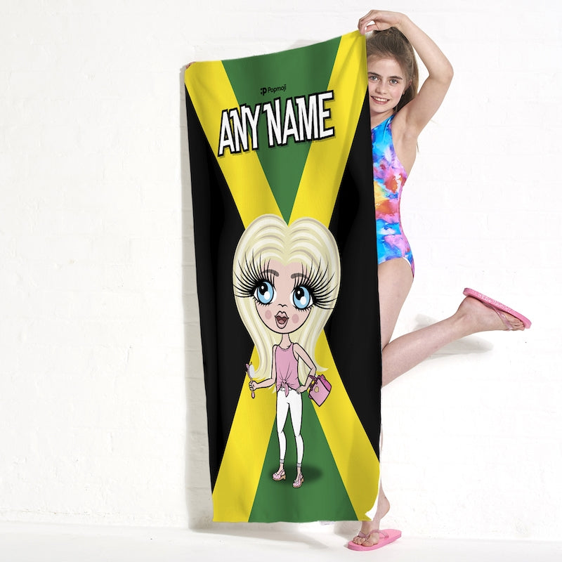 ClaireaBella Girls Jamaican Flag Beach Towel - Image 1