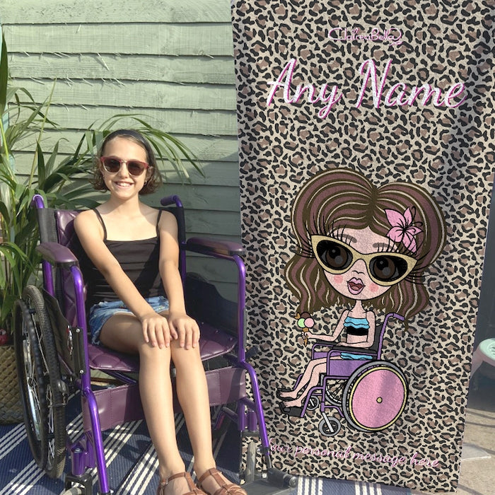 ClaireaBella Girls Leopard Print Wheelchair Beach Towel - Image 2