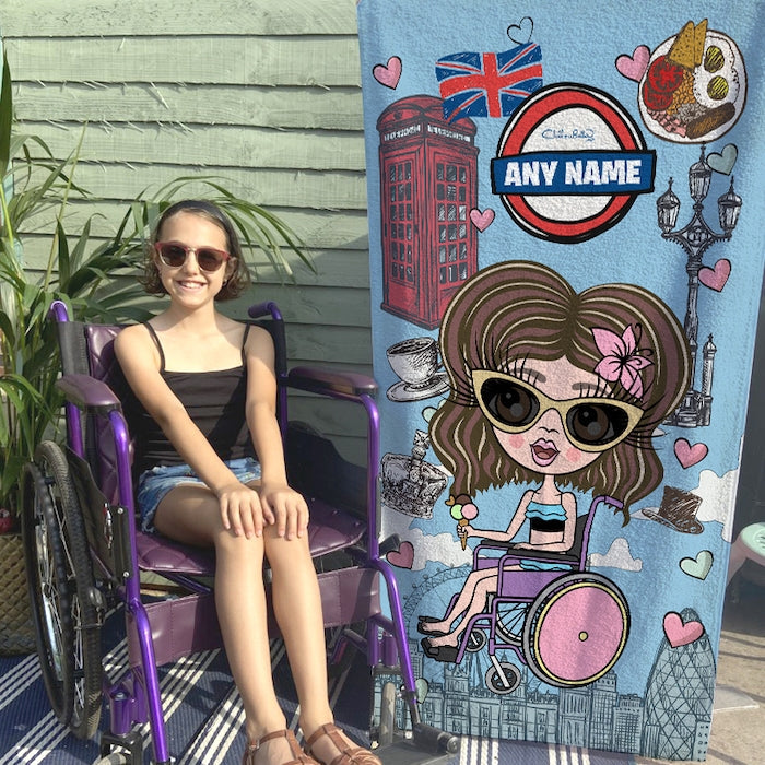 ClaireaBella Girls Love London Wheelchair Beach Towel - Image 3