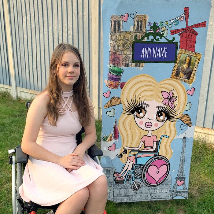 ClaireaBella Girls Love Paris Wheelchair Beach Towel - Image 3