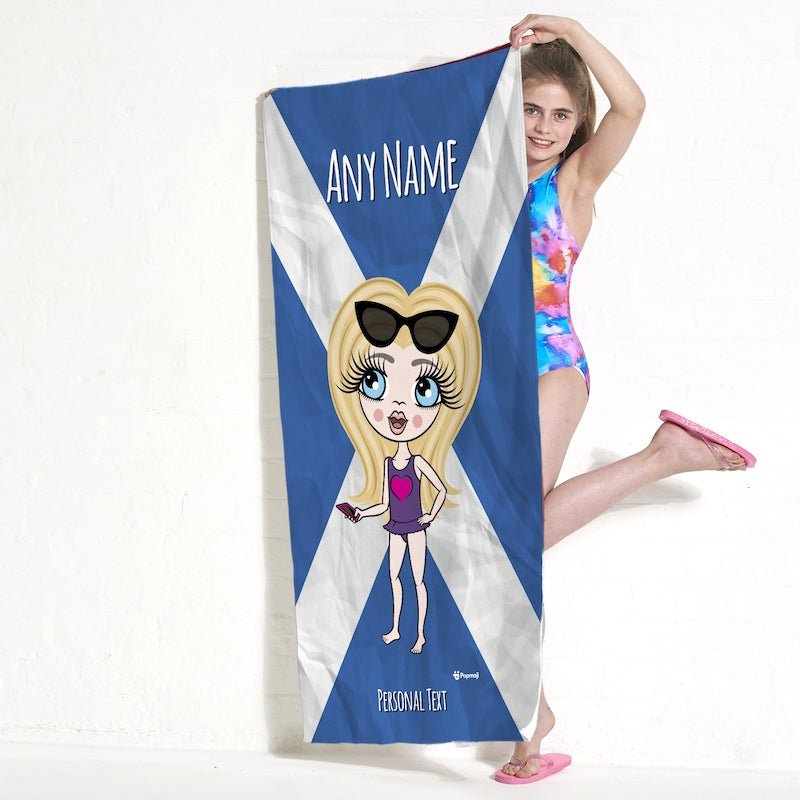 ClaireaBella Girls Scottish Flag Beach Towel - Image 4