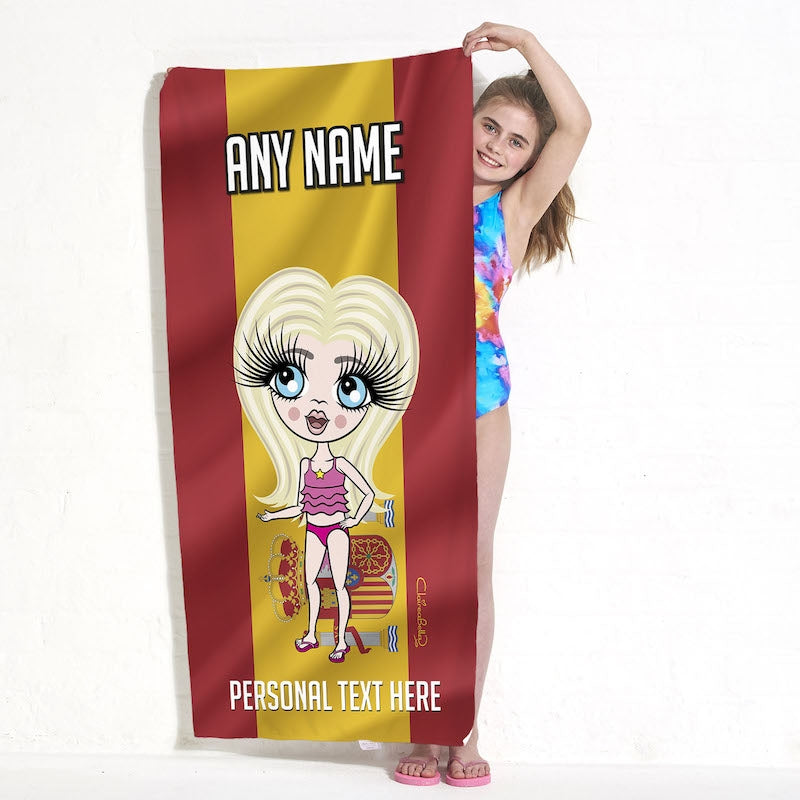 ClaireaBella Girls Spanish Flag Beach Towel - Image 1