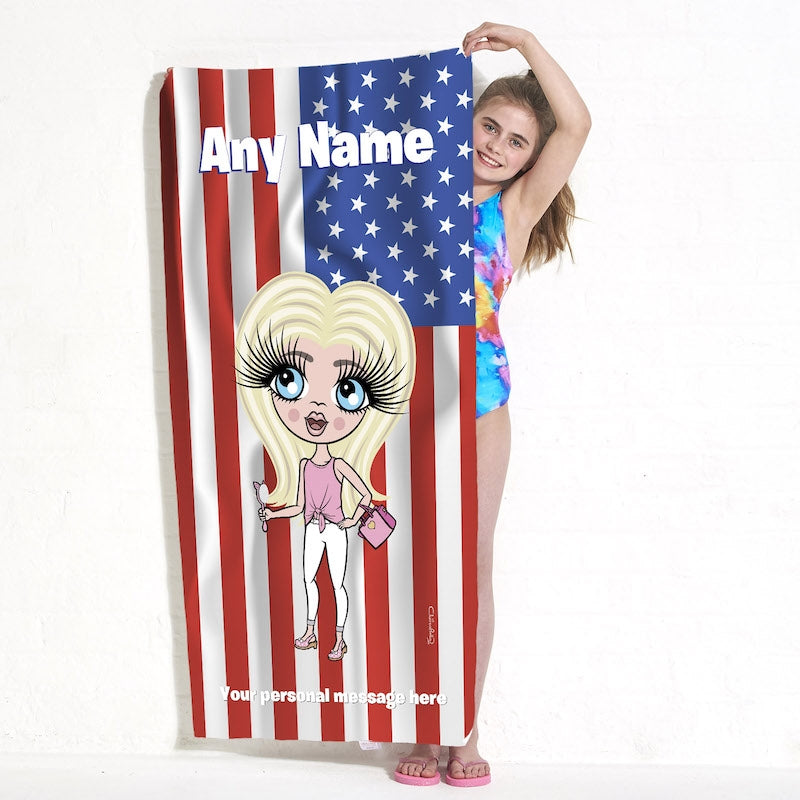 ClaireaBella Girls Stars & Stripes Beach Towel - Image 1