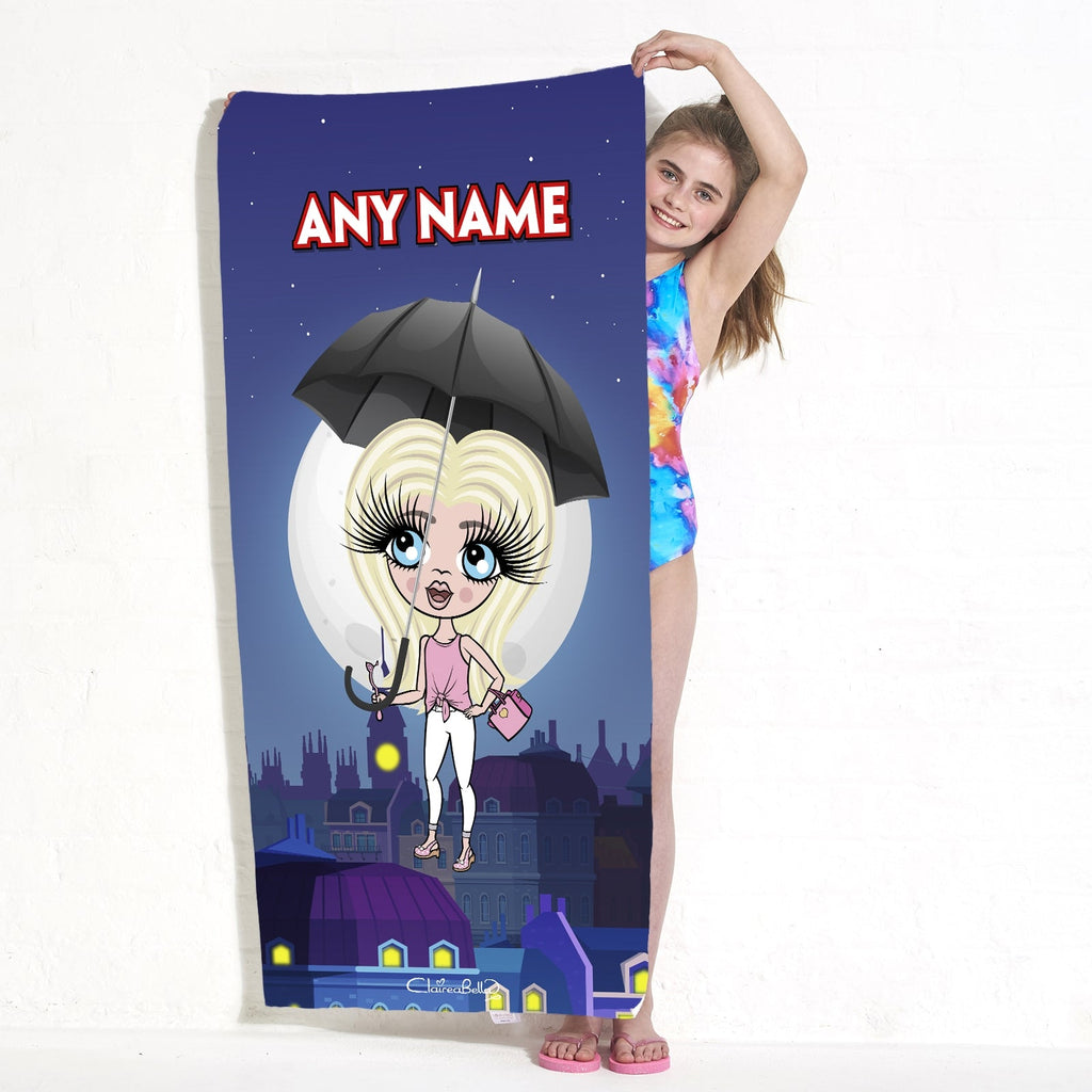 ClaireaBella Girls Umbrella Flight Beach Towel - Image 1