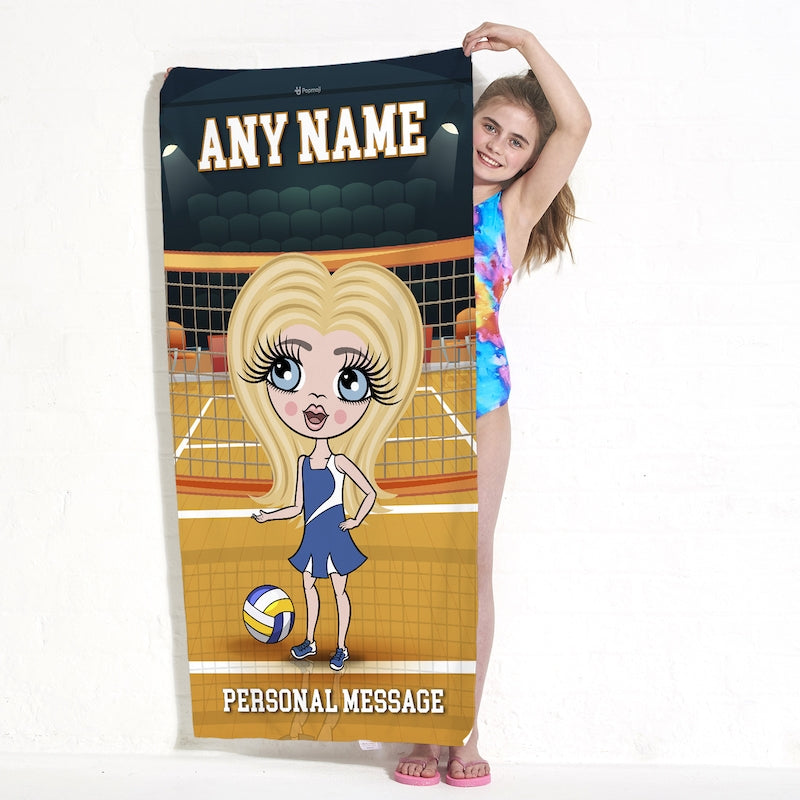 ClaireaBella Girls Personalised Volleyball Beach Towel - Image 1