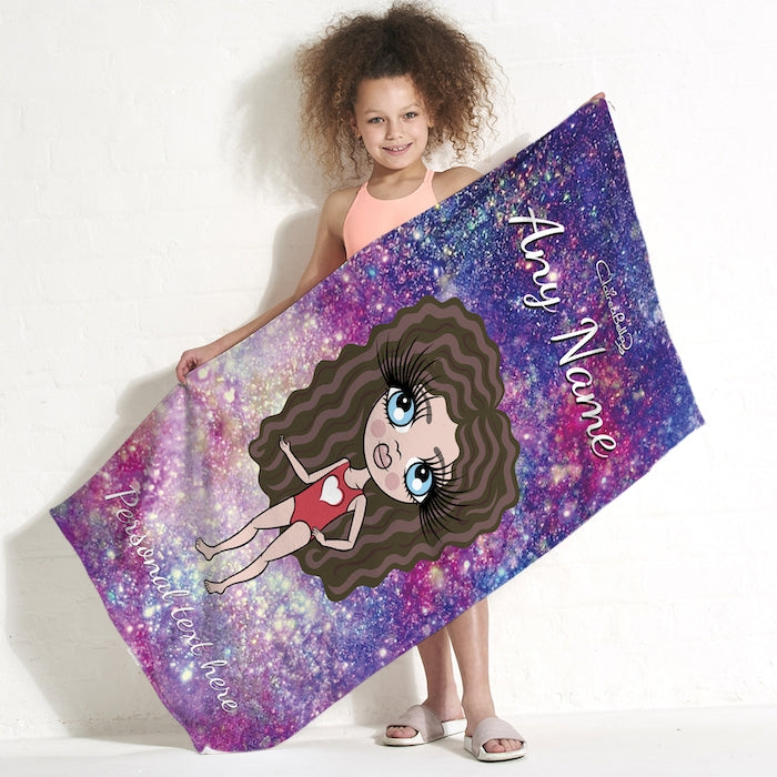 ClaireaBella Girls Galaxy Sparkle Beach Towel - Image 1