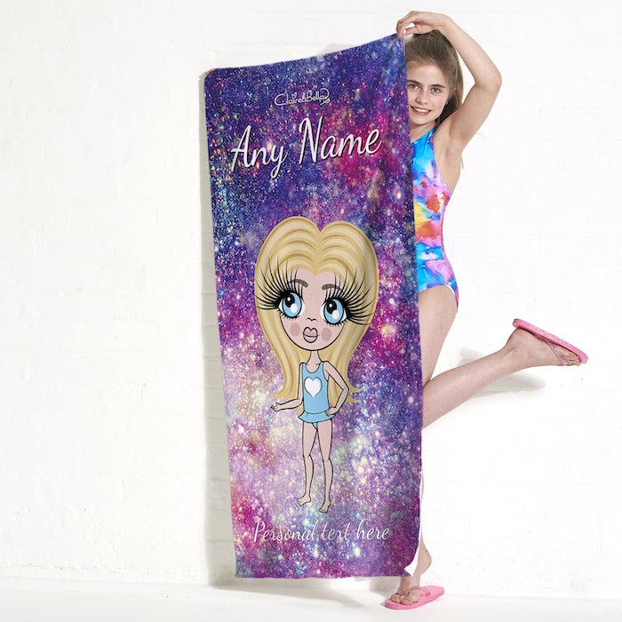 ClaireaBella Girls Galaxy Sparkle Beach Towel - Image 2