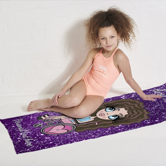 ClaireaBella Girls Glitter Effect Wheelchair Beach Towel - Image 4