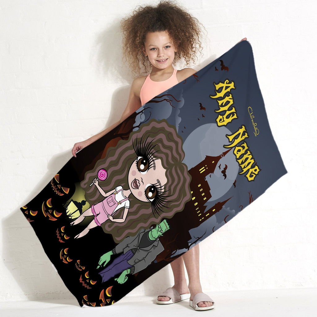 ClaireaBella Girls Frankenstein's Castle Beach Towel - Image 1