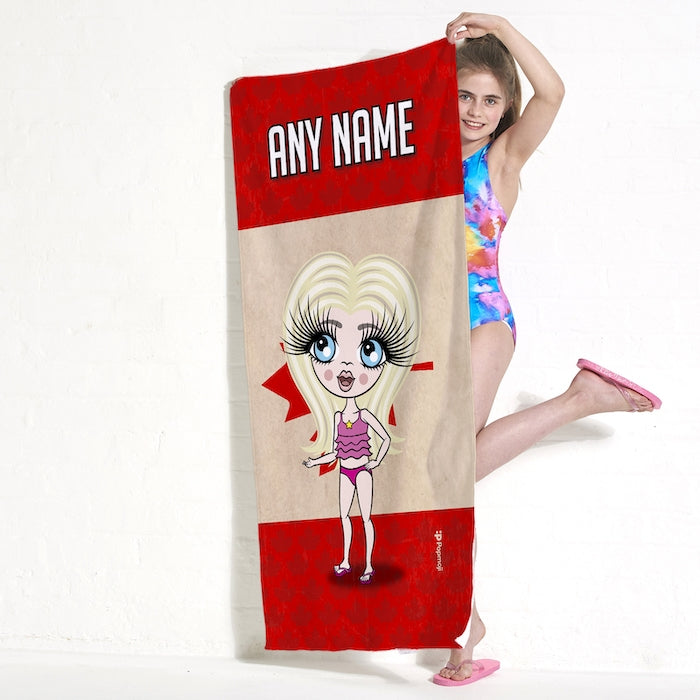 ClaireaBella Girls Love Canada Flag Beach Towel - Image 2