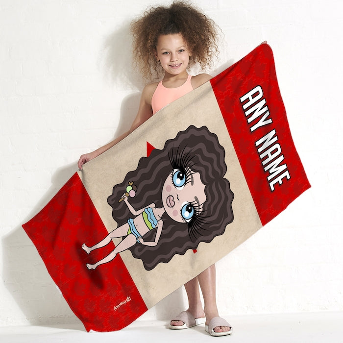 ClaireaBella Girls Love Canada Flag Beach Towel - Image 1