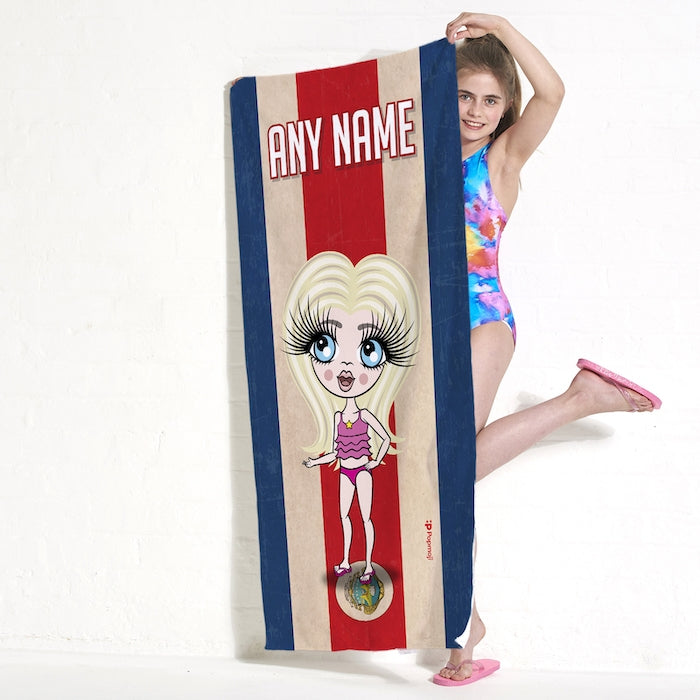 ClaireaBella Girls Love Costa Rica Flag Beach Towel - Image 2