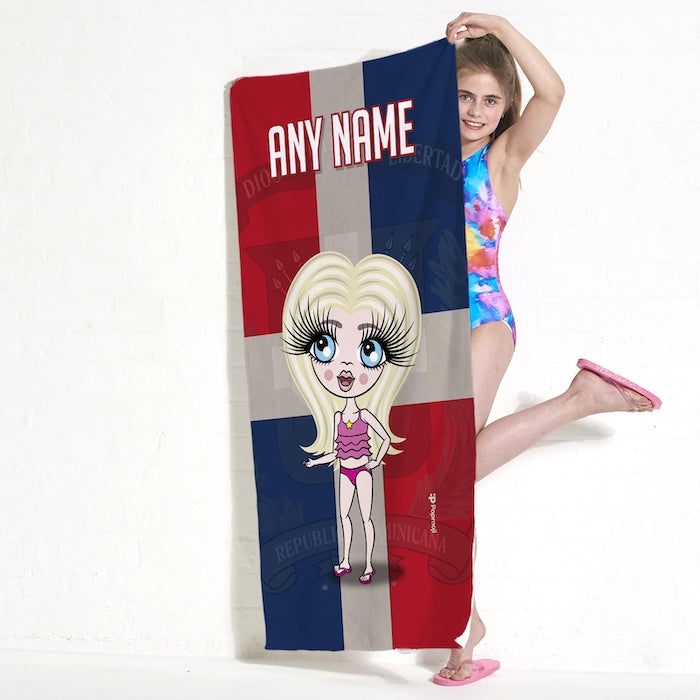 ClaireaBella Girls Love Dominican Republic Flag Beach Towel - Image 2