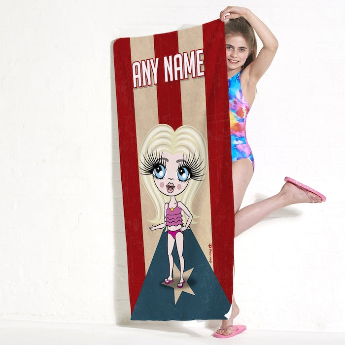 ClaireaBella Girls Love Puerto Rico Flag Beach Towel - Image 2