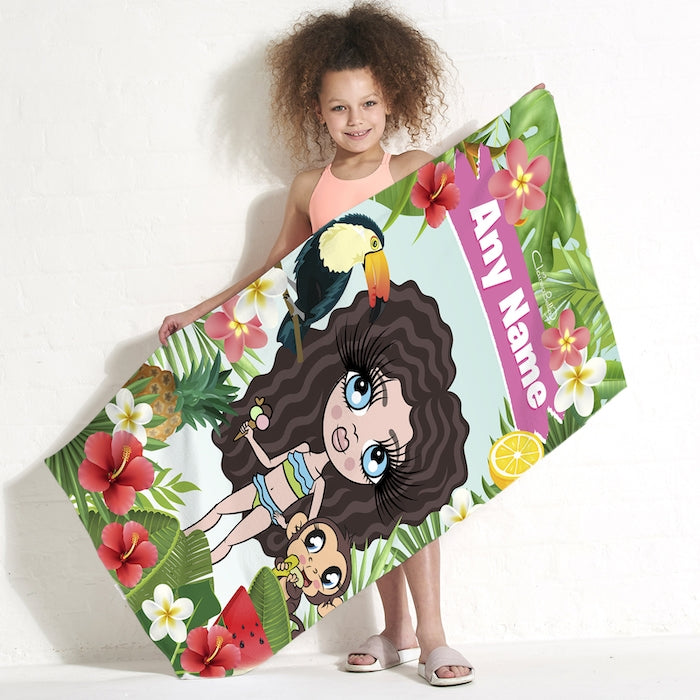 ClaireaBella Girls Tropical Fun Beach Towel - Image 1